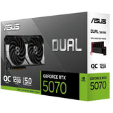 Asus Dual Geforce Rtx™ 5070 Oc Edition 12gb Gddr7 Graphics Card (pcie® 5.0, 12gb Gddr7, Hdmi®/dp 2.1, 2.5 Slot, Axial Tech Fans, Dual Bios) - CompuMe